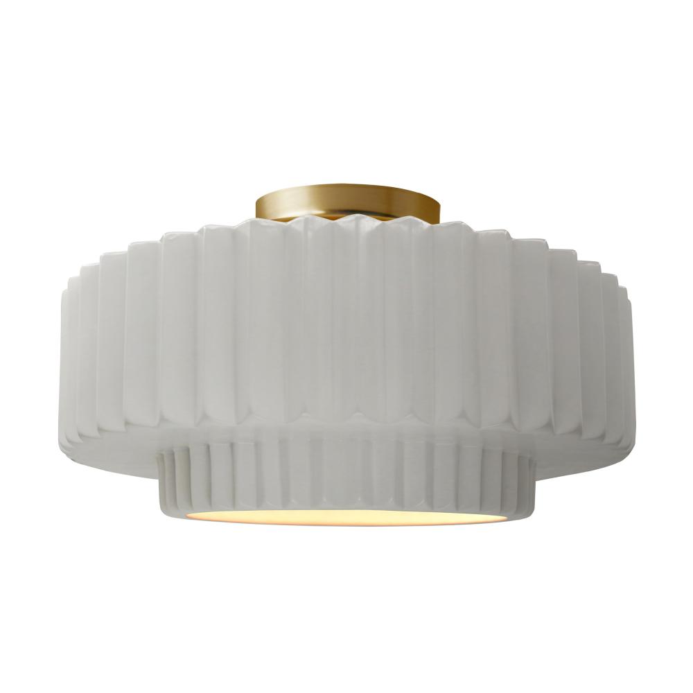 Large Tier Pleated LED Semi-Flush