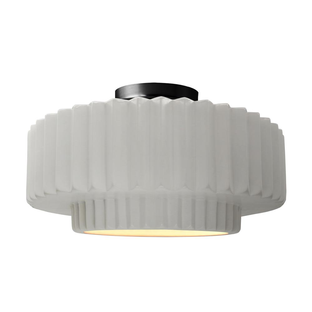 Large Tier Pleated Semi-Flush