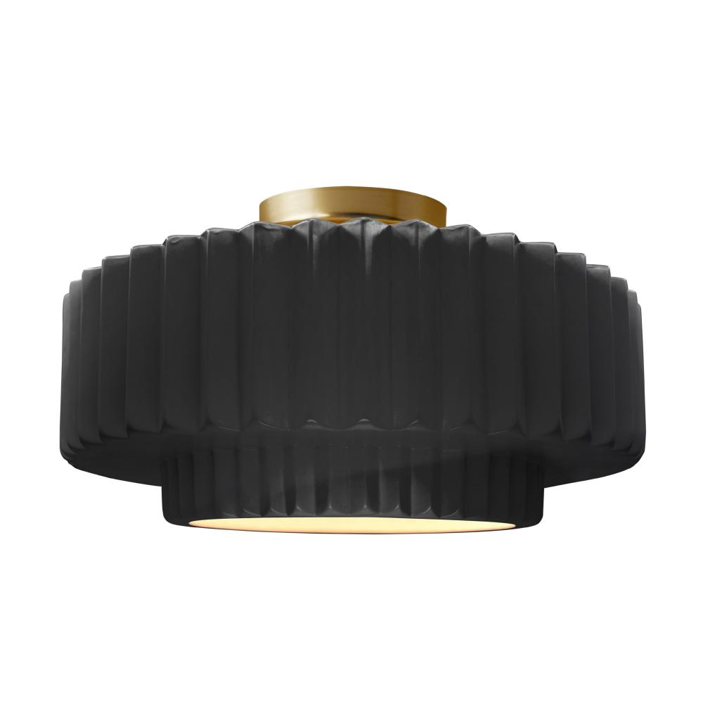 Large Tier Pleated LED Semi-Flush