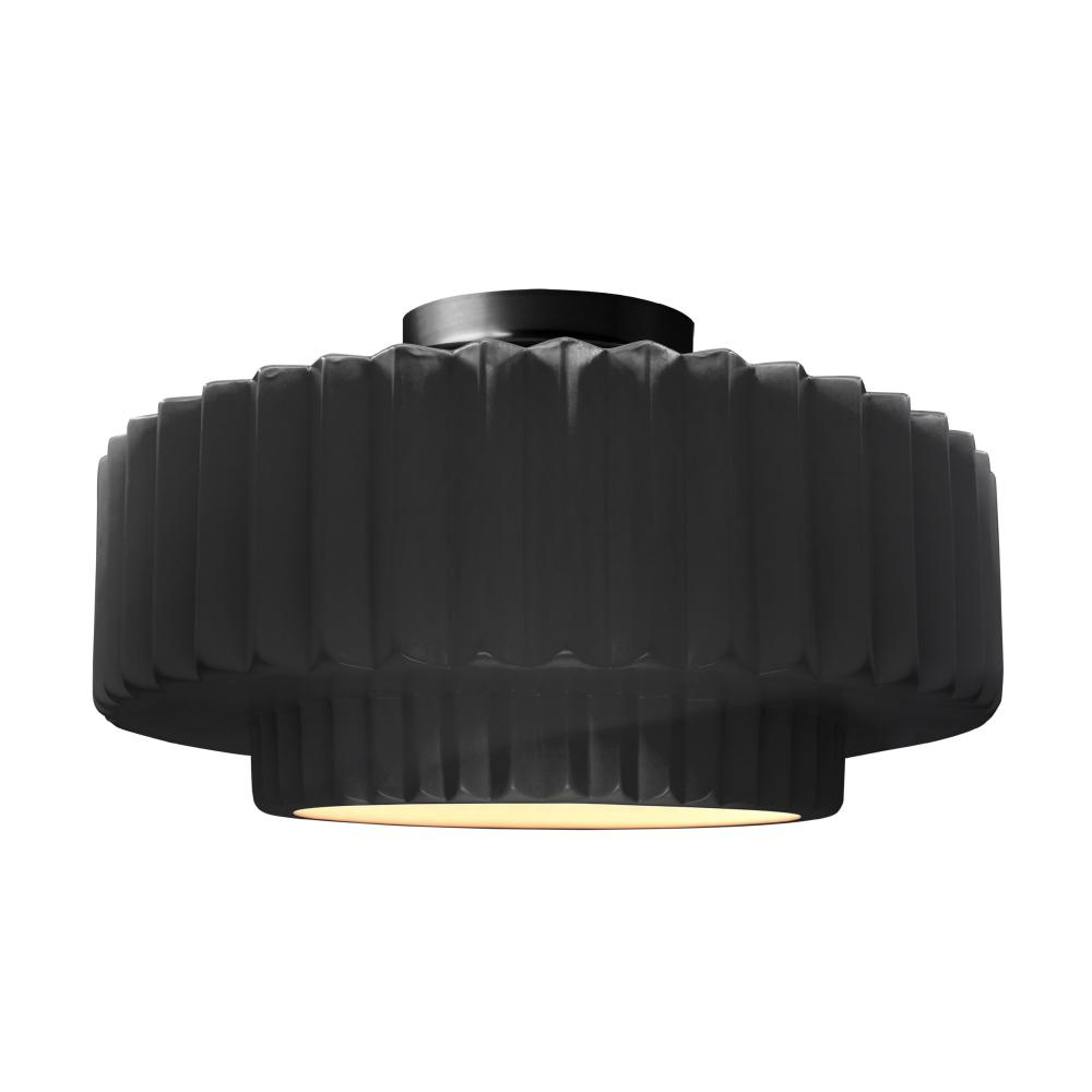 Large Tier Pleated LED Semi-Flush