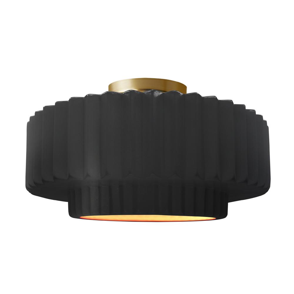 Large Tier Pleated LED Semi-Flush