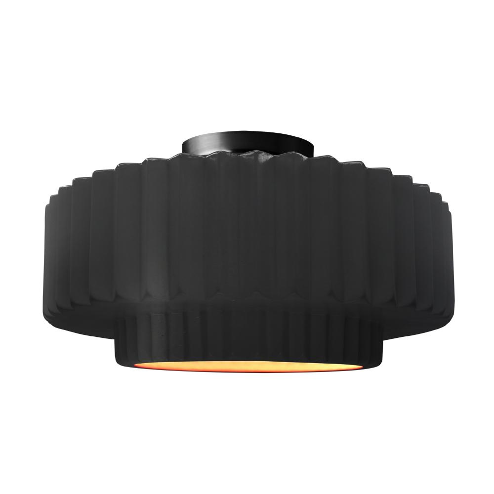 Large Tier Pleated LED Semi-Flush