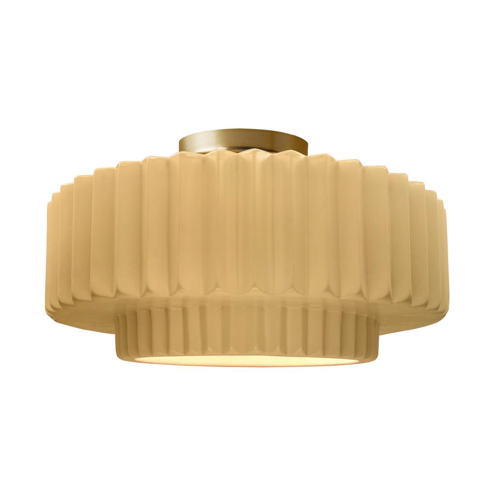 Large Tier Pleated LED Semi-Flush