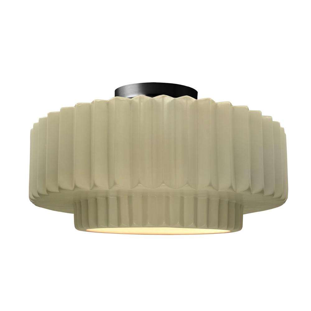 Large Tier Pleated LED Semi-Flush