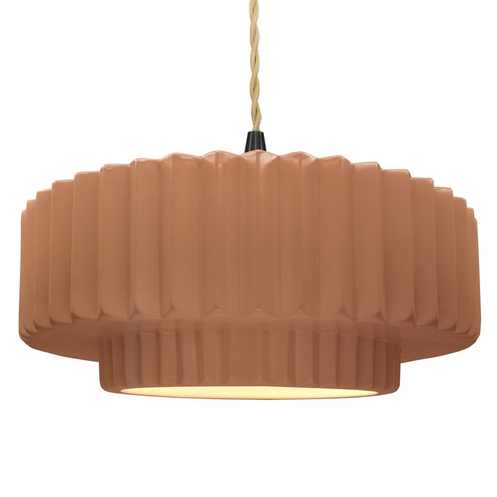 Large Tier Pleated 1-Light Pendant