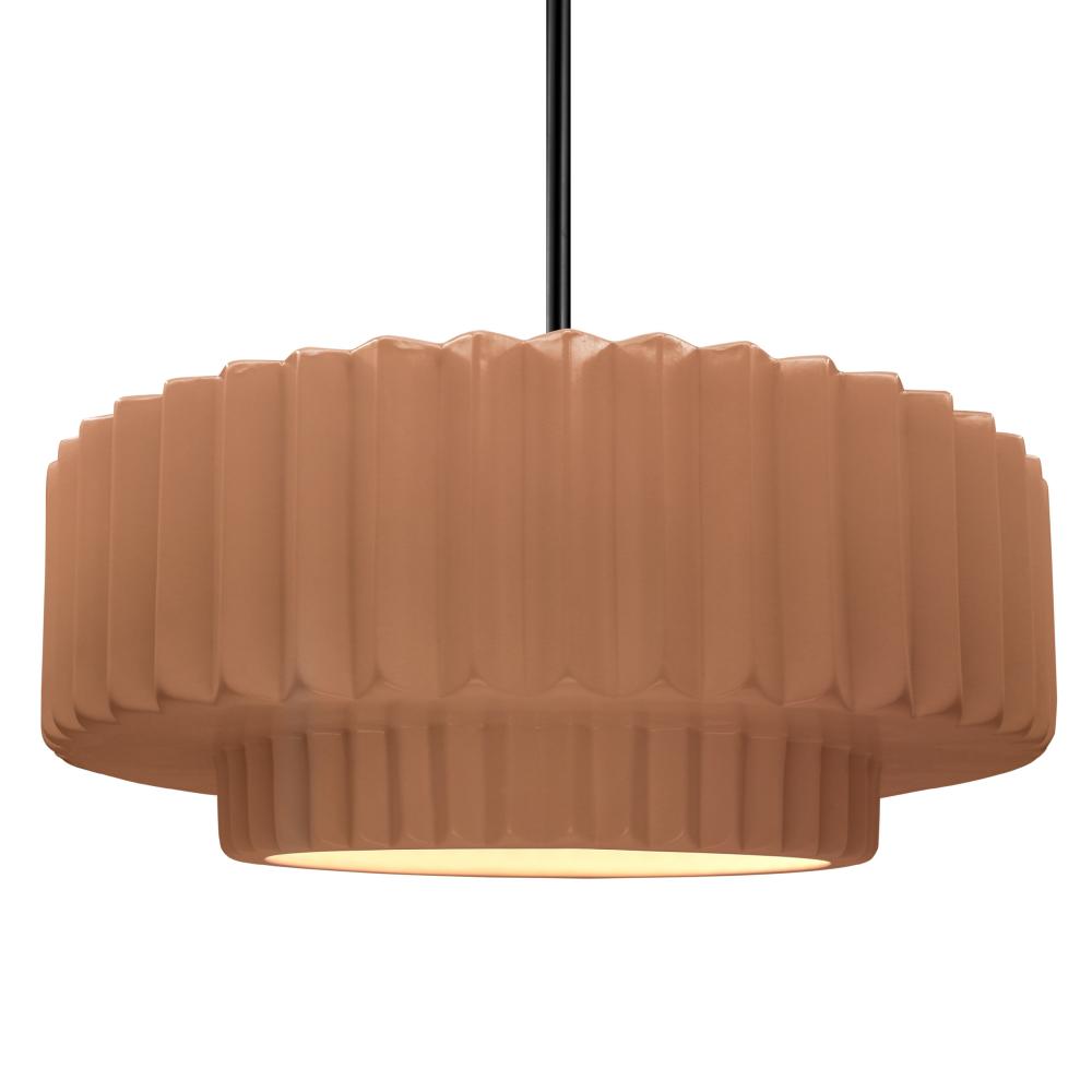 Large Tier Pleated LED Pendant