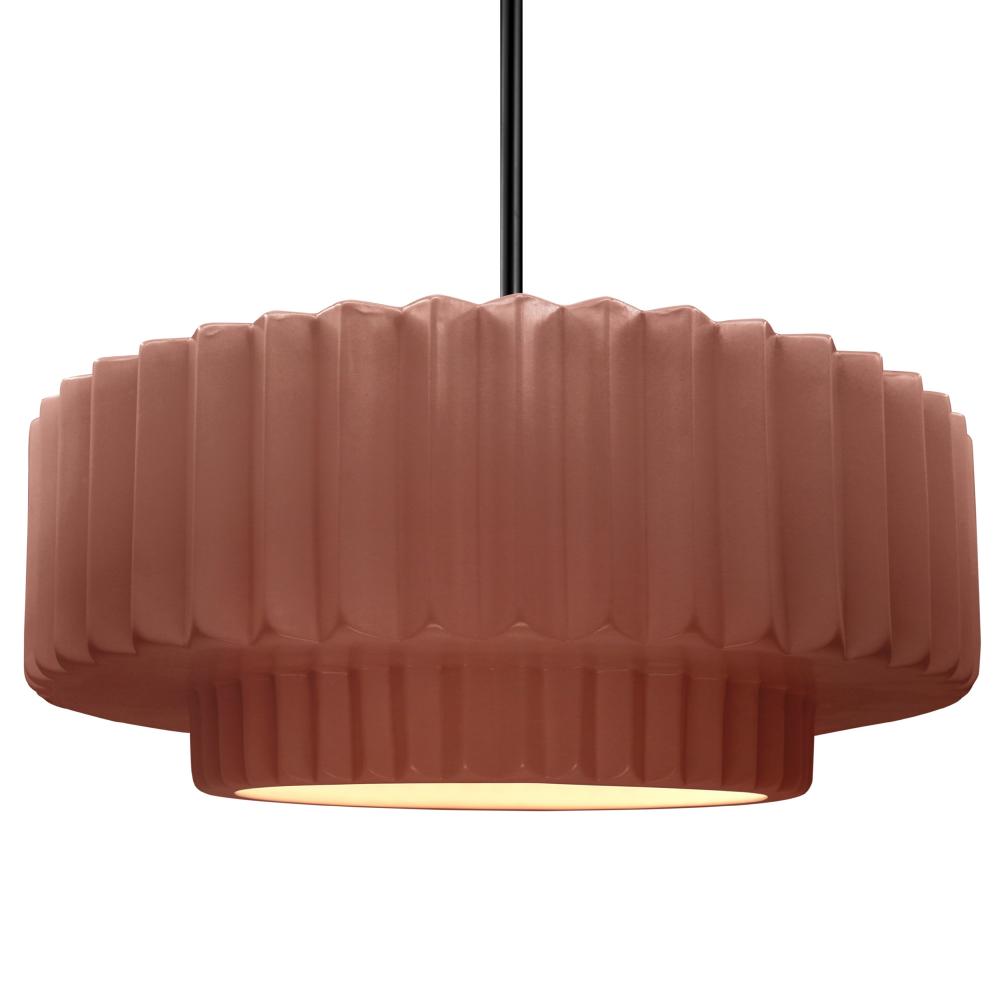 Large Tier Pleated LED Pendant