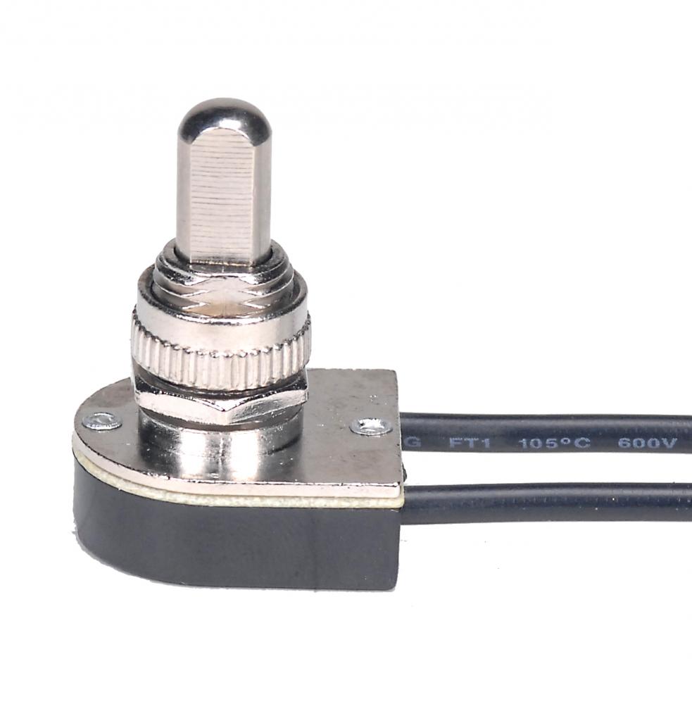 On-Off Metal Push Switch; 3/8&#34; Metal Bushing; Single Circuit; 6A-125V, 3A-250V Rating; Nickel