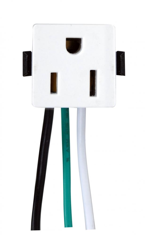 3 Wire, 2 Pole Snap-In Convenience Outlet, Opening Size: 1&#39;&#39; x 1&#39;&#39; x 1&#39;&#39;