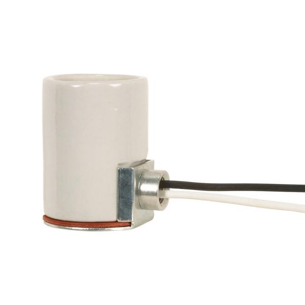 Keyless Porcelain Socket With Side Mount Bushing; 12&#34; AWM B/W 105C Leads; 1/8 IPS; CSSNP Screw