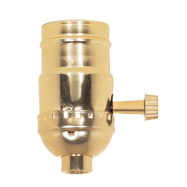 3-Way Turn Knob Socket With Removable Knob; 1/8 IPS; Aluminum; Brite Gilt Finish; 250W; 250V