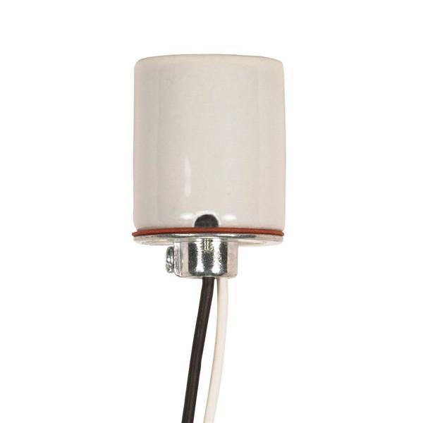 Keyless Porcelain Socket 1/8 IP Cap With Side Notches; 2 Wireways; Spring Contact For 4KV; 18&#34;