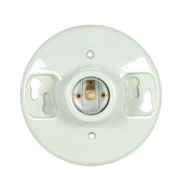 Keyless Glazed Porcelain Ceiling Receptacle; 4 Terminal; Screw Terminals; 4-3/8&#34; Diameter; 660W;