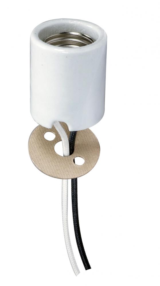 Keyless Porcelain Socket With Paper Liner; Mounting Screws Held Captive; 2 Wireways; 48&#34; Leads