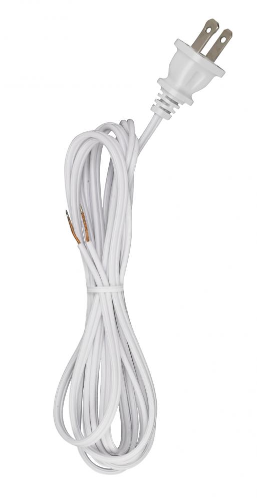 8 Foot 18/2 SPT-1 105C Cord Set; White Finish; 36&#34; Hank; 200 Carton; Molded Polarized Plug;