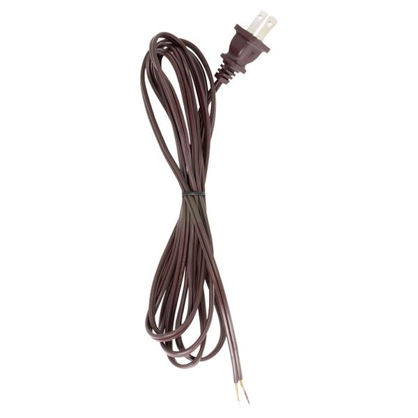 8 Foot 18/2 SPT-1 105C Cord Set; Brown Finish; 36&#34; Hank; 200 Carton; Molded Polarized Plug;