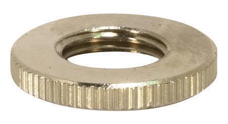 Brass Round Knurled Locknut; 3/4&#34; Diameter; 1/8 IP; 3/32&#34; Thick; Nickel Plated Finish