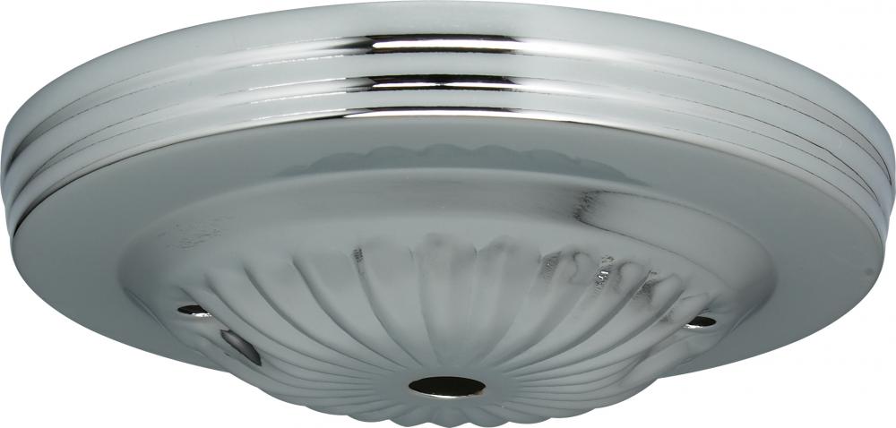 Ribbed Canopy; Canopy Only; Chrome Finish; 5&#34; Diameter; 7/16&#34; Center Hole; 2 -8/32 Bar Holes