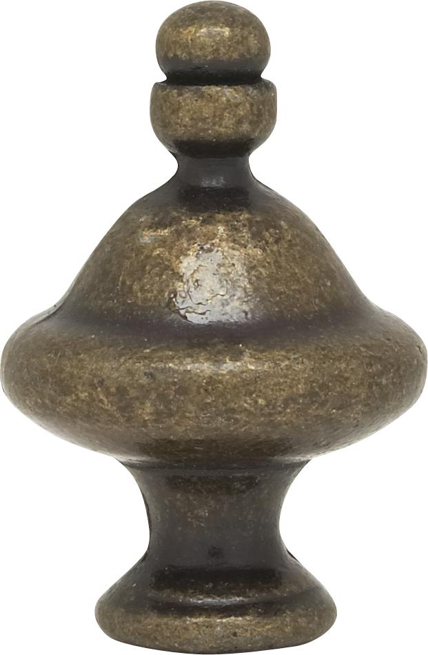 Pyramid Finial; 1-1/2&#34; Height; 1/4-27; Antique Brass Finish