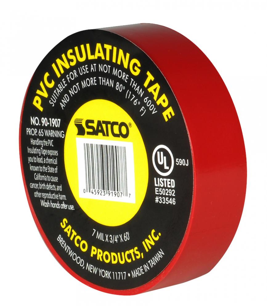 PVC Electrical Tape; 3/4&#34; x 60 Foot; Red