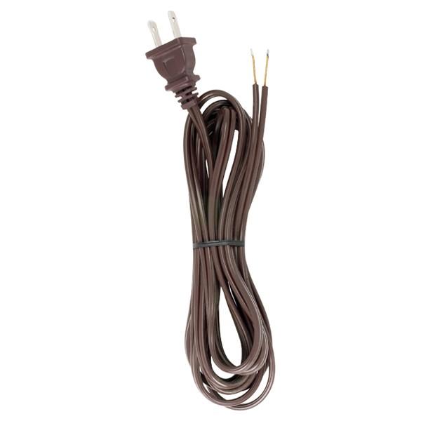 9 Foot 18/2 SPT-2 105C Cord Set; Brown Finish; 36&#34; Hank; 150 Carton; Molded Polarized Plug;