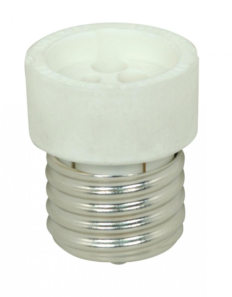 Medium To GU10 Reducer; White Finish; E26 - GU10 (No Locking Feature); 3/4&#34; Overall Extension;