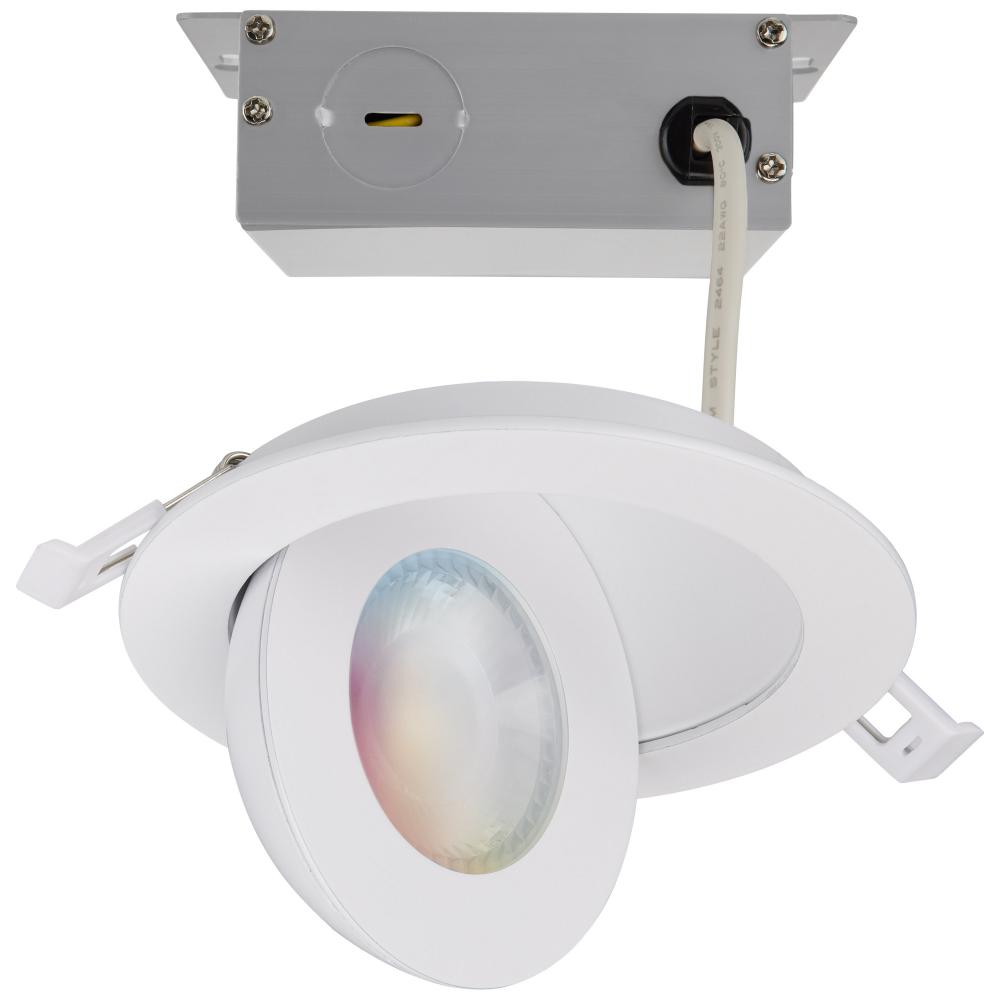 9 Watt; LED Gimbaled Downlight; 4 Inch; RGB & Tunable White; Round; Starfish IOT; White Finish; 650