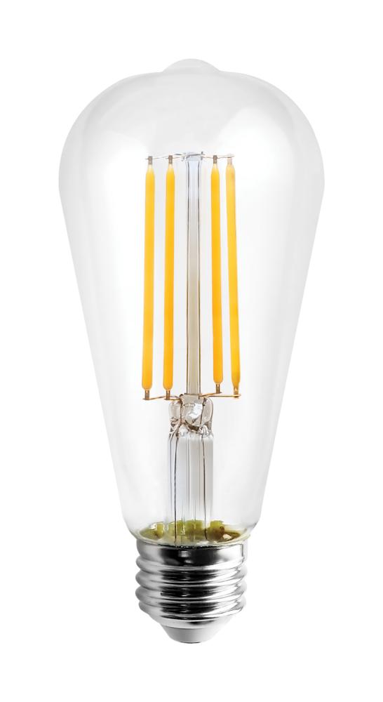 8 Watt ST19 LED; Clear; Medium base; 3000K; 800 Lumens; 120 Volt