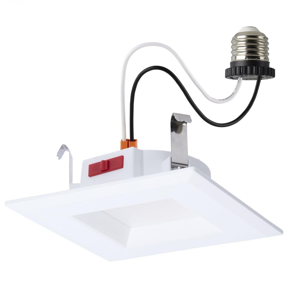 6 Watt LED Downlight Retrofit; 4 Inch; CCT Selectable; Square; White Finish