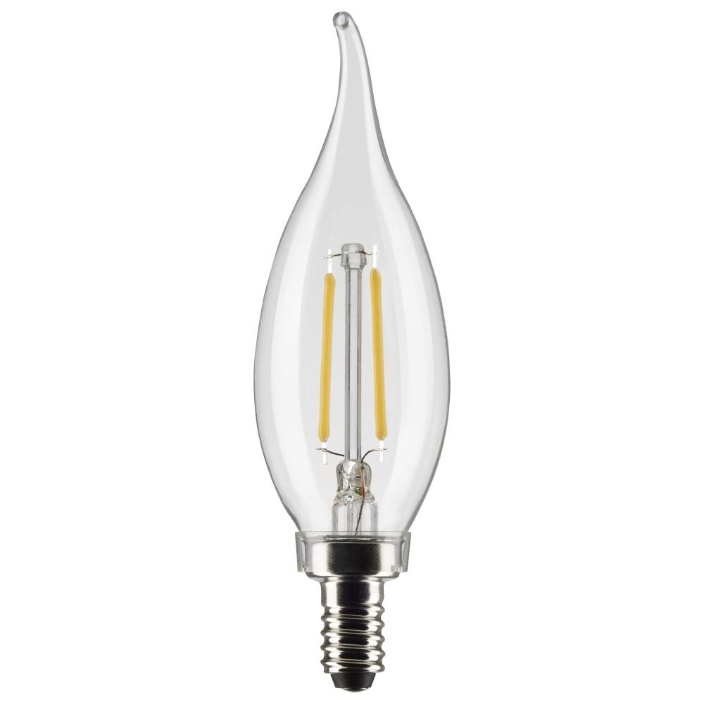 3 Watt CA10 LED; Clear; Candelabra base; 90 CRI; 2700K; 120 Volt