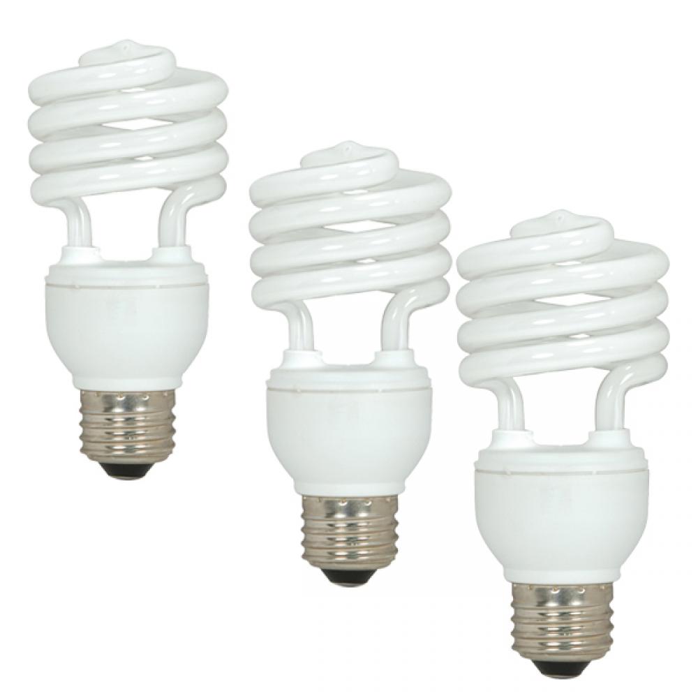 18 Watt; Mini Spiral Compact Fluorescent; 2700K; 82 CRI; Medium base; 120 Volt; 3-pack