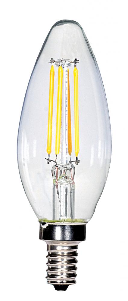 3.5 Watt C11 LED; Clear; Candelabra base; 2700K; 350 Lumens; 120 Volt; Carded