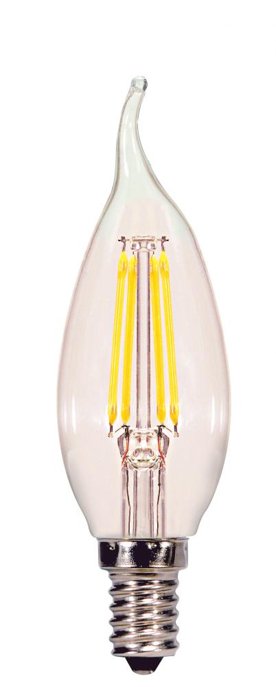 3.5 Watt CA11 LED; Clear; Candelabra base; 2700K; 350 Lumens; 120 Volt; Carded