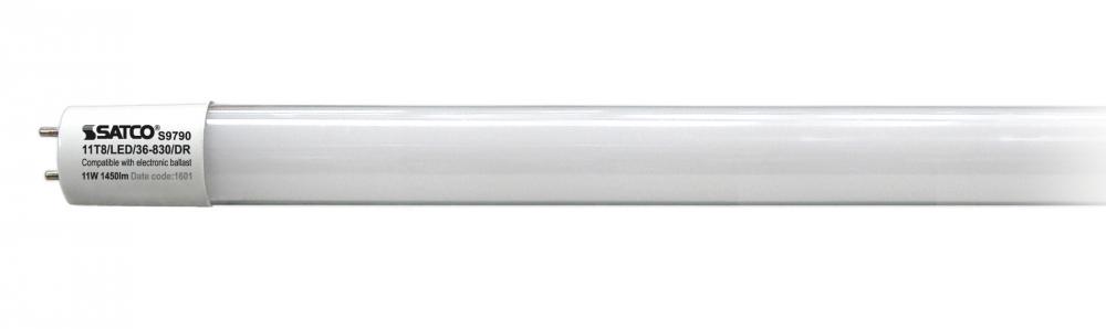 11 Watt T8 LED; 3000K; Medium Bi Pin base; 50000 Average rated hours; 1450 Lumens