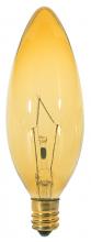 Satco Products Inc. S3818 - 40 Watt BA9 1/2 Incandescent; Transparent Amber; 1500 Average rated hours; Candelabra base; 120 Volt