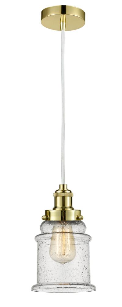 Edison - 1 Light - 8 inch - Gold - Cord hung - Mini Pendant