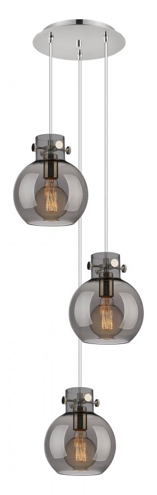 Newton Sphere - 3 Light - 16 inch - Polished Nickel - Cord hung - Multi Pendant