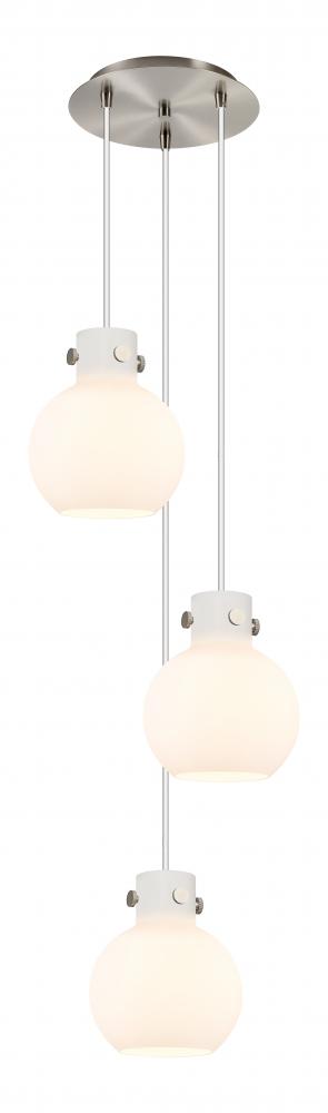 Newton Sphere - 3 Light - 16 inch - Brushed Satin Nickel - Cord hung - Multi Pendant