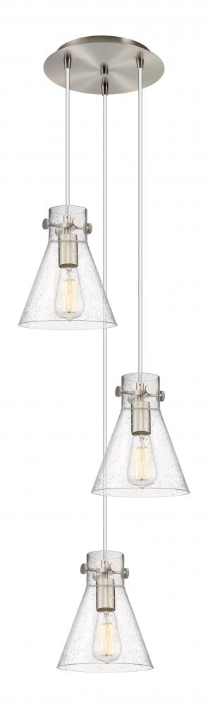 Newton Cone - 3 Light - 16 inch - Brushed Satin Nickel - Multi Pendant