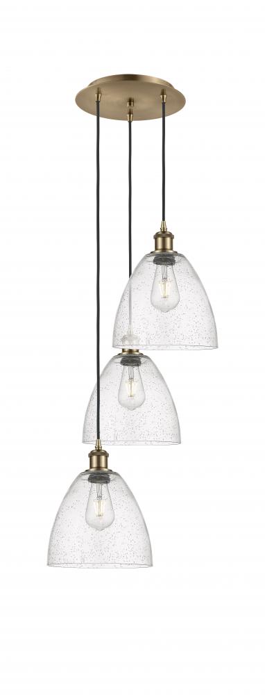 Bristol - 3 Light - 16 inch - Antique Brass - Cord Hung - Multi Pendant