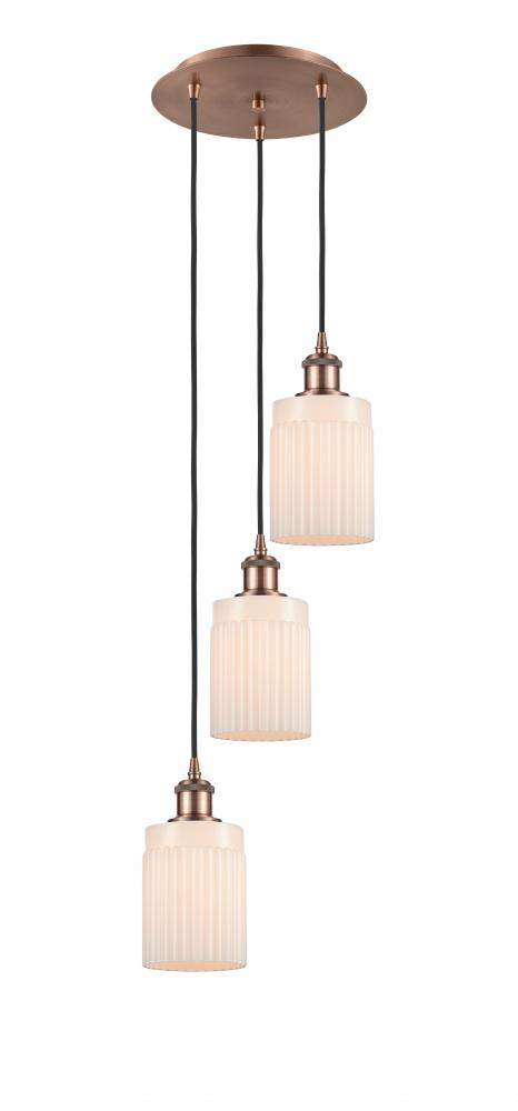 Hadley - 3 Light - 11 inch - Antique Copper - Cord Hung - Multi Pendant