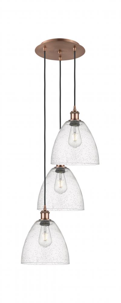 Bristol - 3 Light - 16 inch - Antique Copper - Cord Hung - Multi Pendant