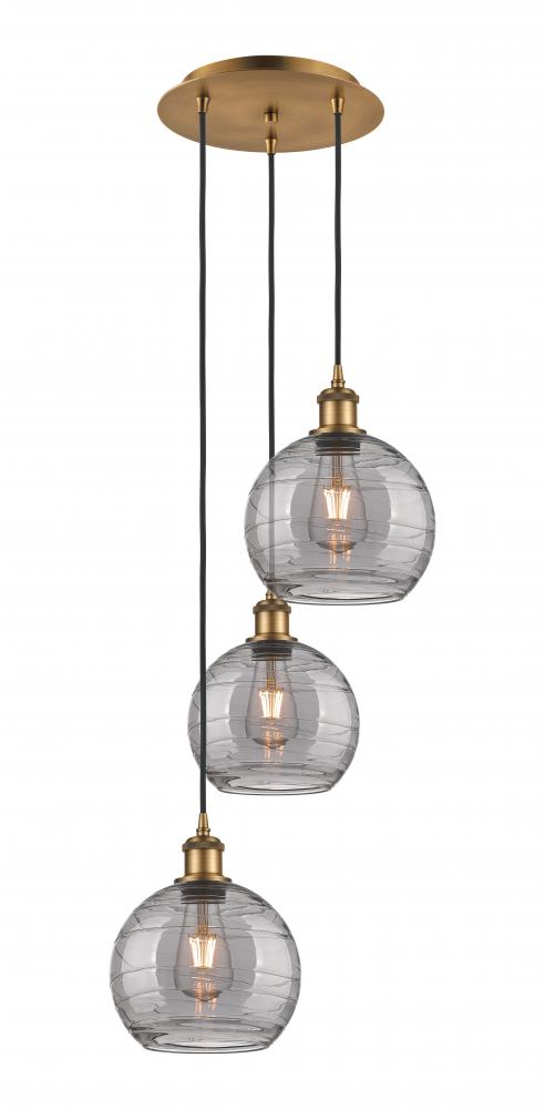 Athens Deco Swirl - 3 Light - 15 inch - Brushed Brass - Cord hung - Multi Pendant