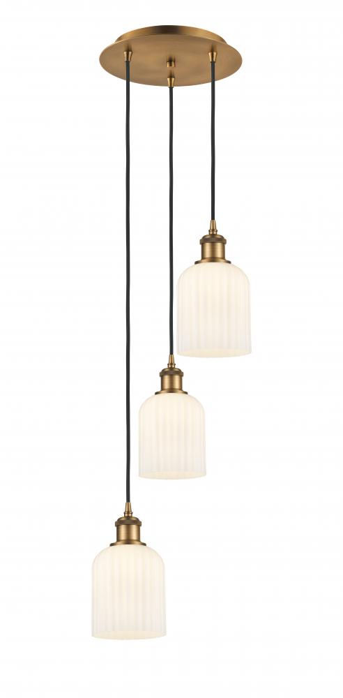 Bridal Veil - 3 Light - 12 inch - Brushed Brass - Cord Hung - Multi Pendant