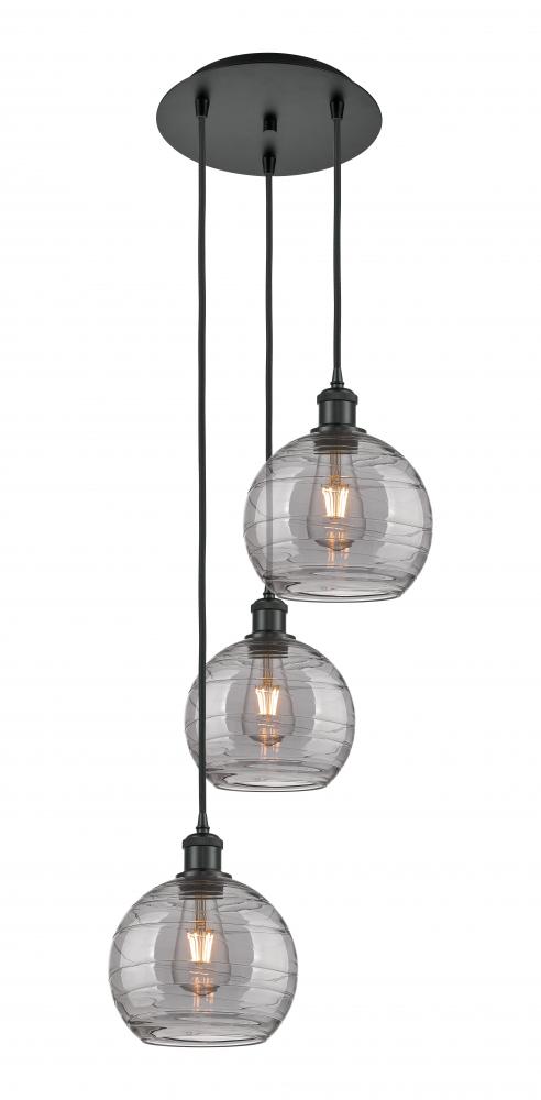 Athens Deco Swirl - 3 Light - 15 inch - Matte Black - Cord hung - Multi Pendant