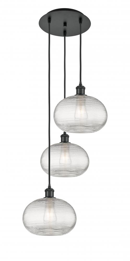 Ithaca - 3 Light - 17 inch - Matte Black - Cord hung - Multi Pendant