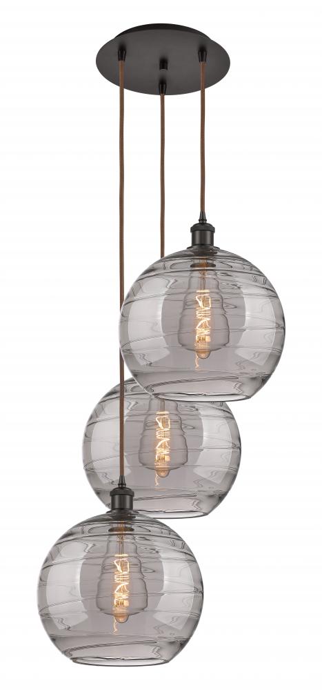 Athens Deco Swirl - 3 Light - 19 inch - Oil Rubbed Bronze - Cord hung - Multi Pendant