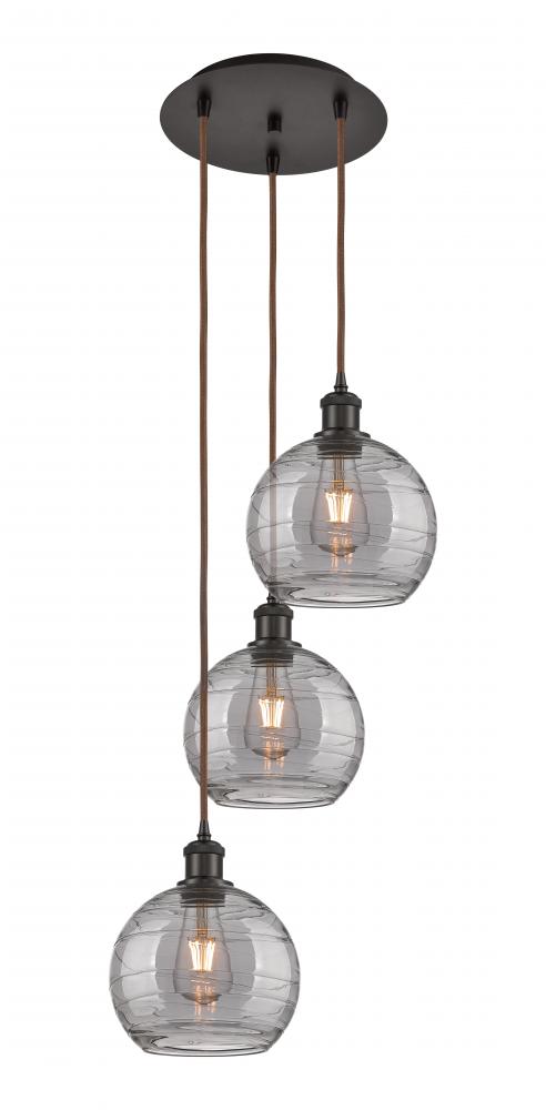 Athens Deco Swirl - 3 Light - 15 inch - Oil Rubbed Bronze - Cord hung - Multi Pendant