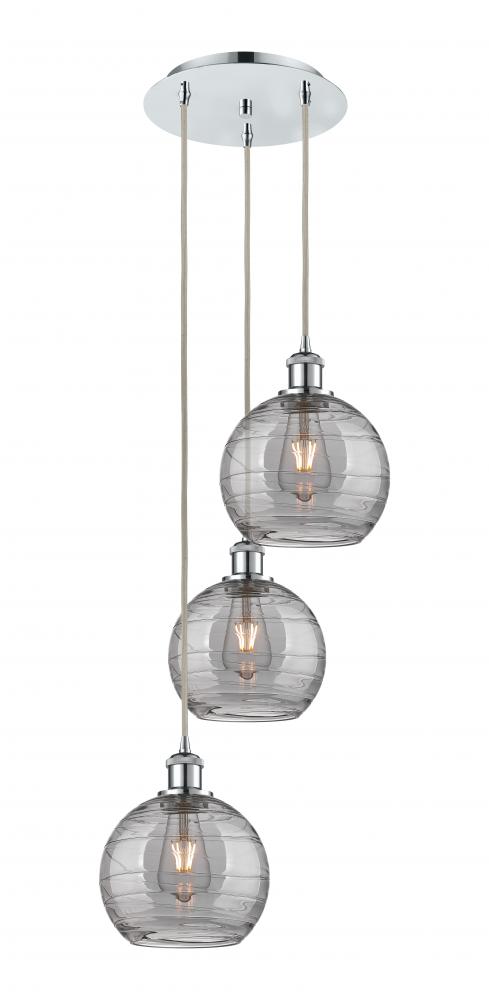 Athens Deco Swirl - 3 Light - 15 inch - Polished Chrome - Cord hung - Multi Pendant