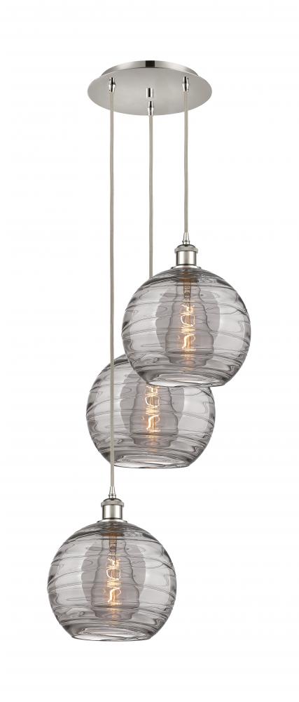 Athens Deco Swirl - 3 Light - 17 inch - Polished Nickel - Cord hung - Multi Pendant